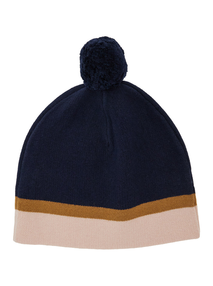 Multicolor Beanie With Pom-Pom And Logo Cotton Wool Girl Blu Hats Gloves