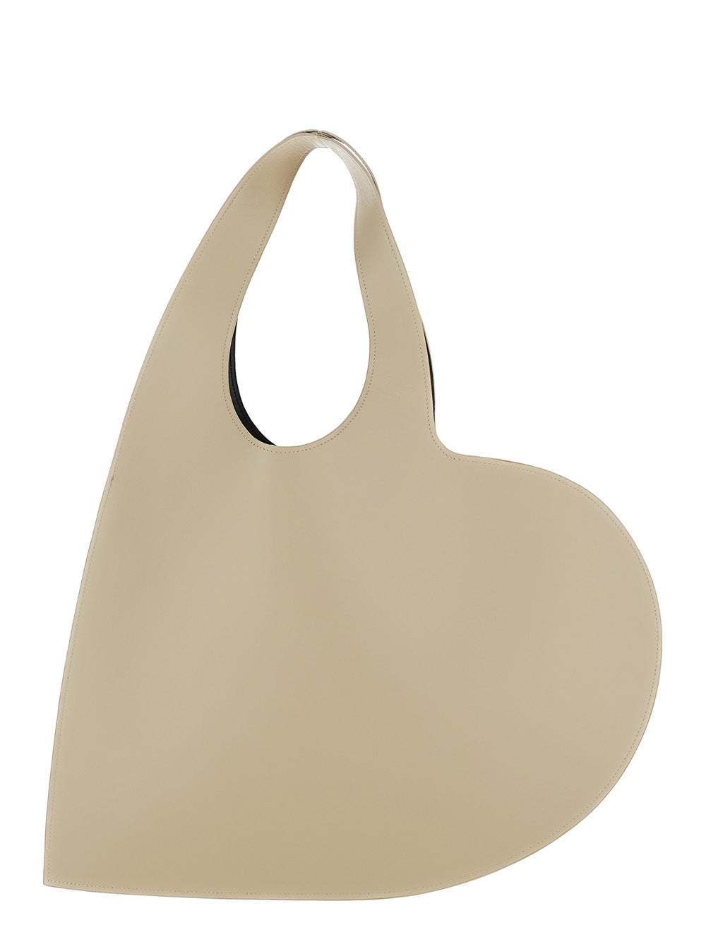 Heart Beige Shoulder Bag Leather Woman Cow Hand