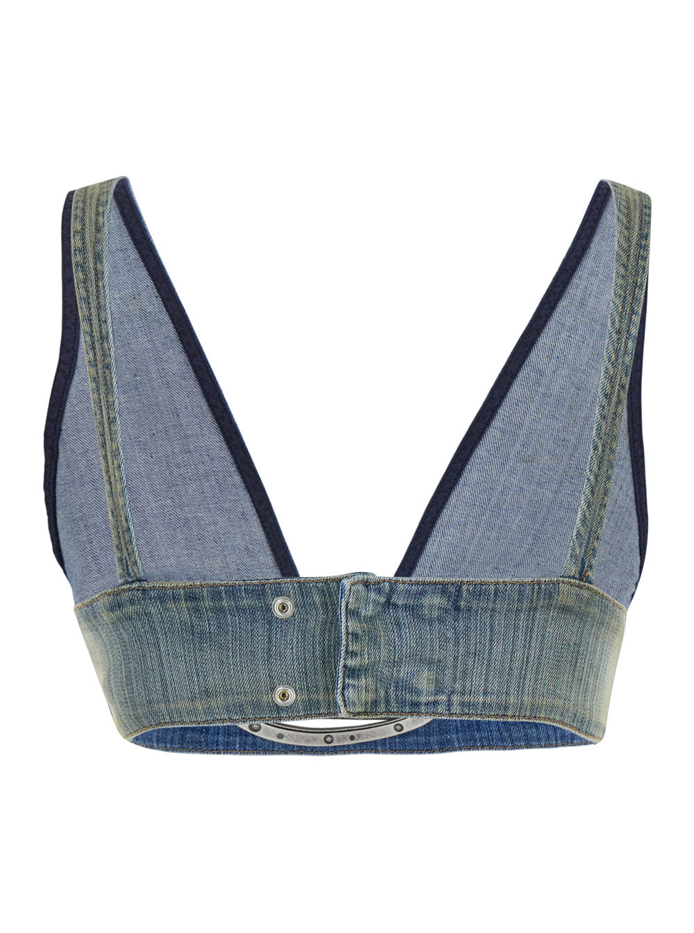 Elly Light Blue Top With D-Logo Patch Stretch Denim Woman Cotton Elastan Tops