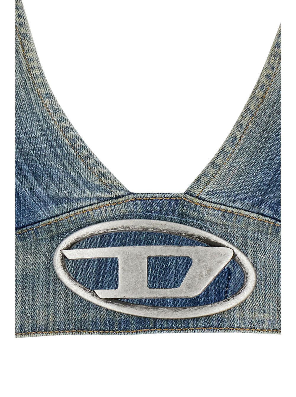 Elly Light Blue Top With D-Logo Patch Stretch Denim Woman Cotton Elastan Tops