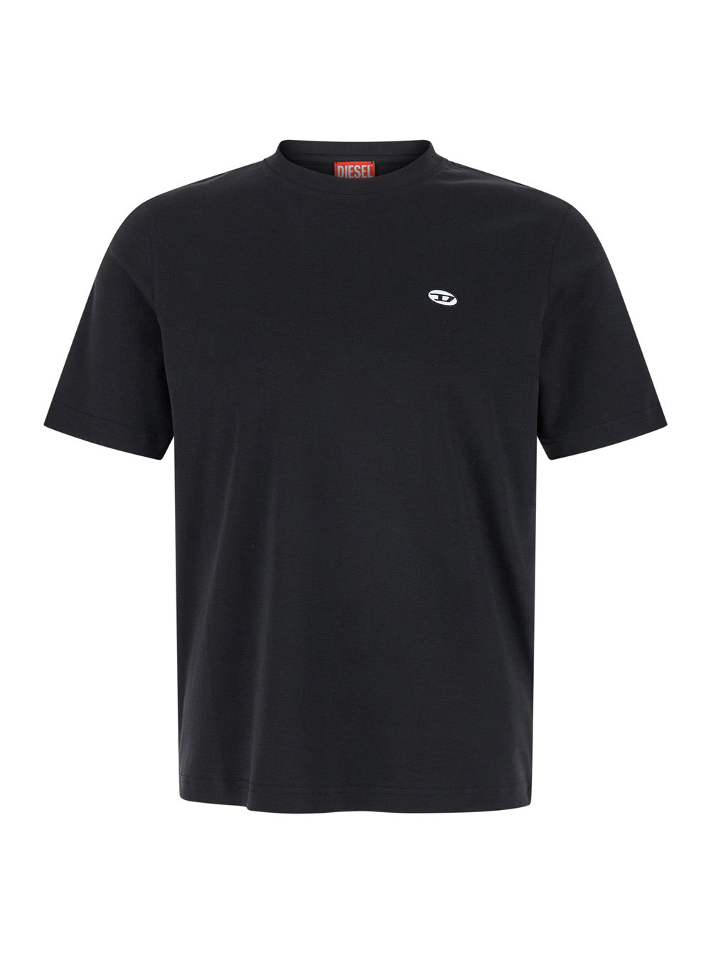 Adjust Black Crewneck T-Shirt With Logo Detail Cotton Man Tshirts And Polo Shirts