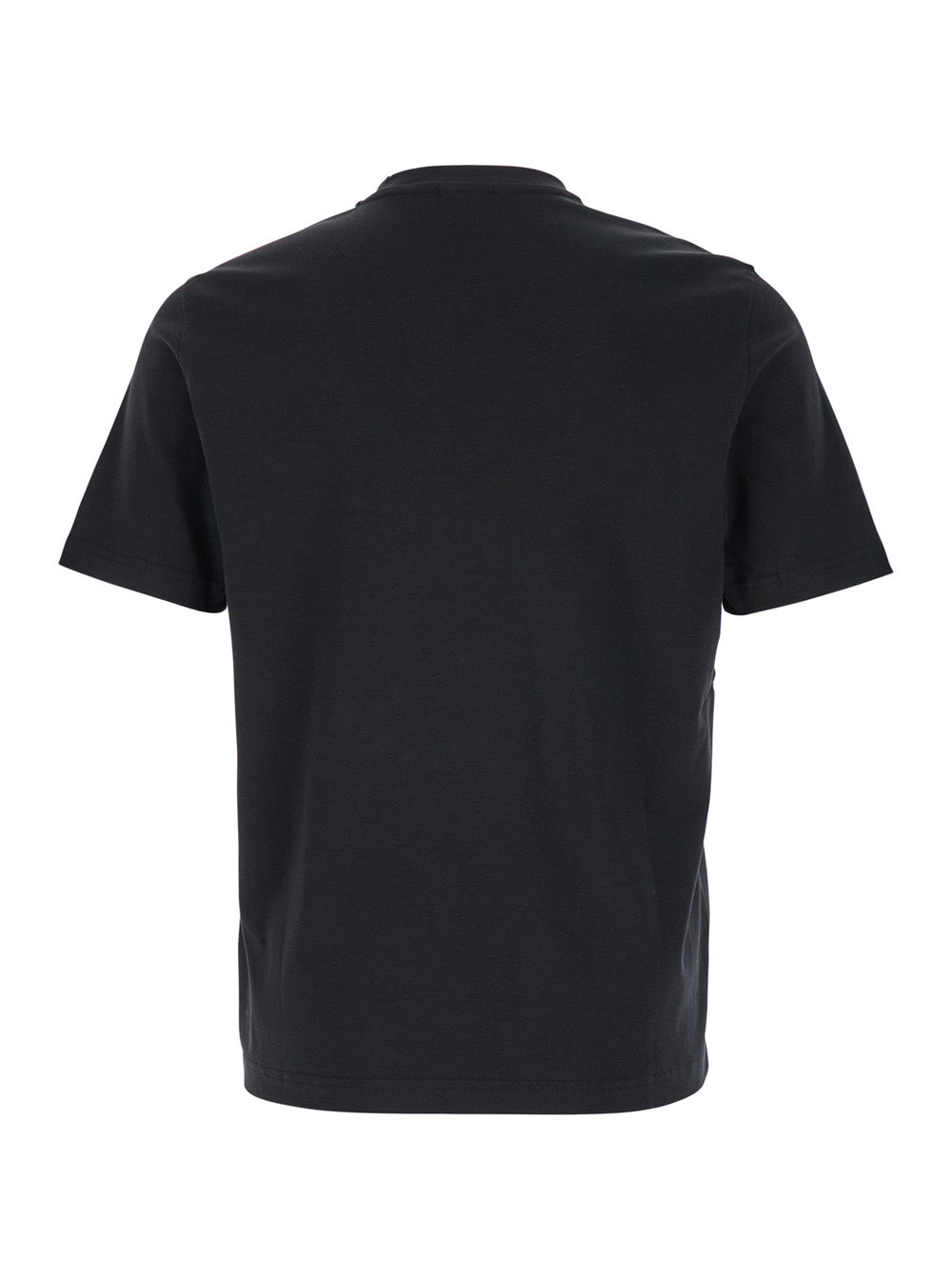 Adjust Black Crewneck T-Shirt With Logo Detail Cotton Man Tshirts And Polo Shirts