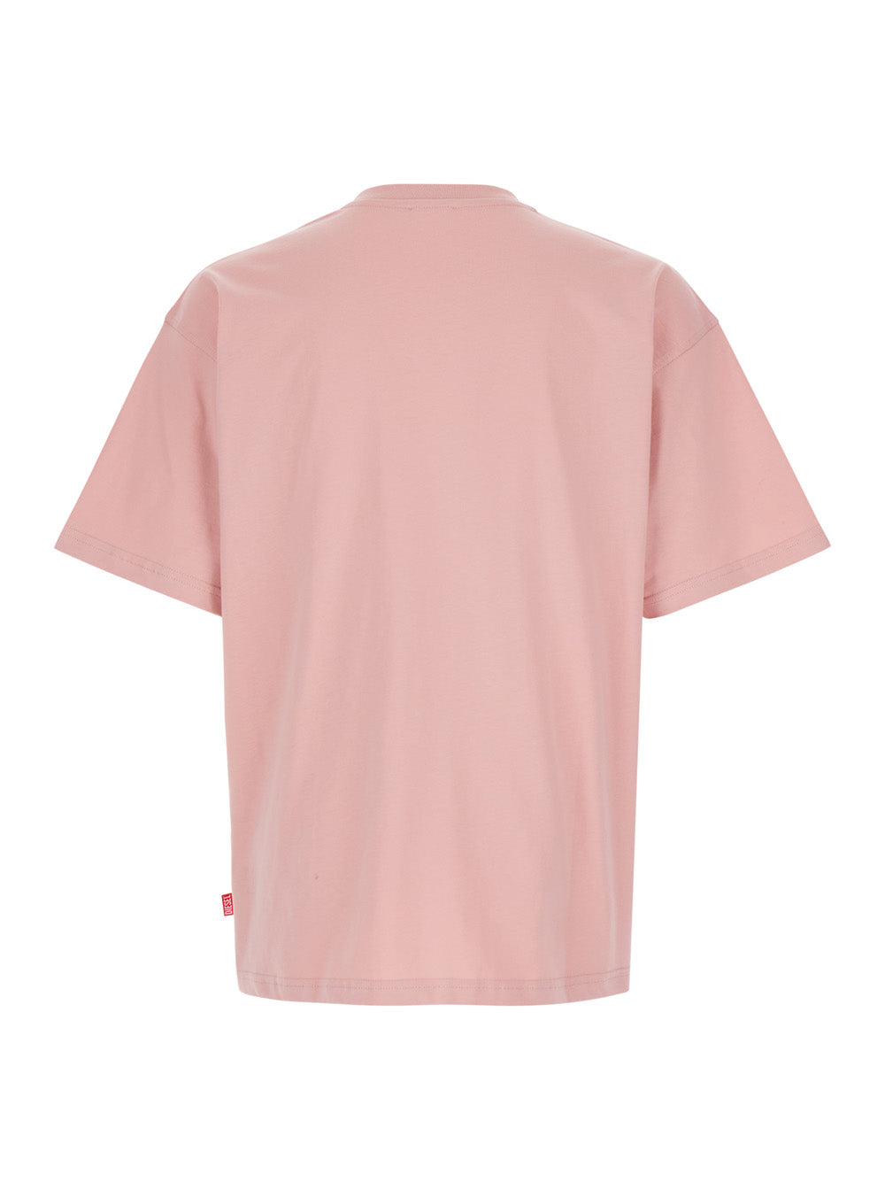 Rust Pink Crewneck T-Shirt With Logo Detail Cotton Man Tshirts And Polo Shirts