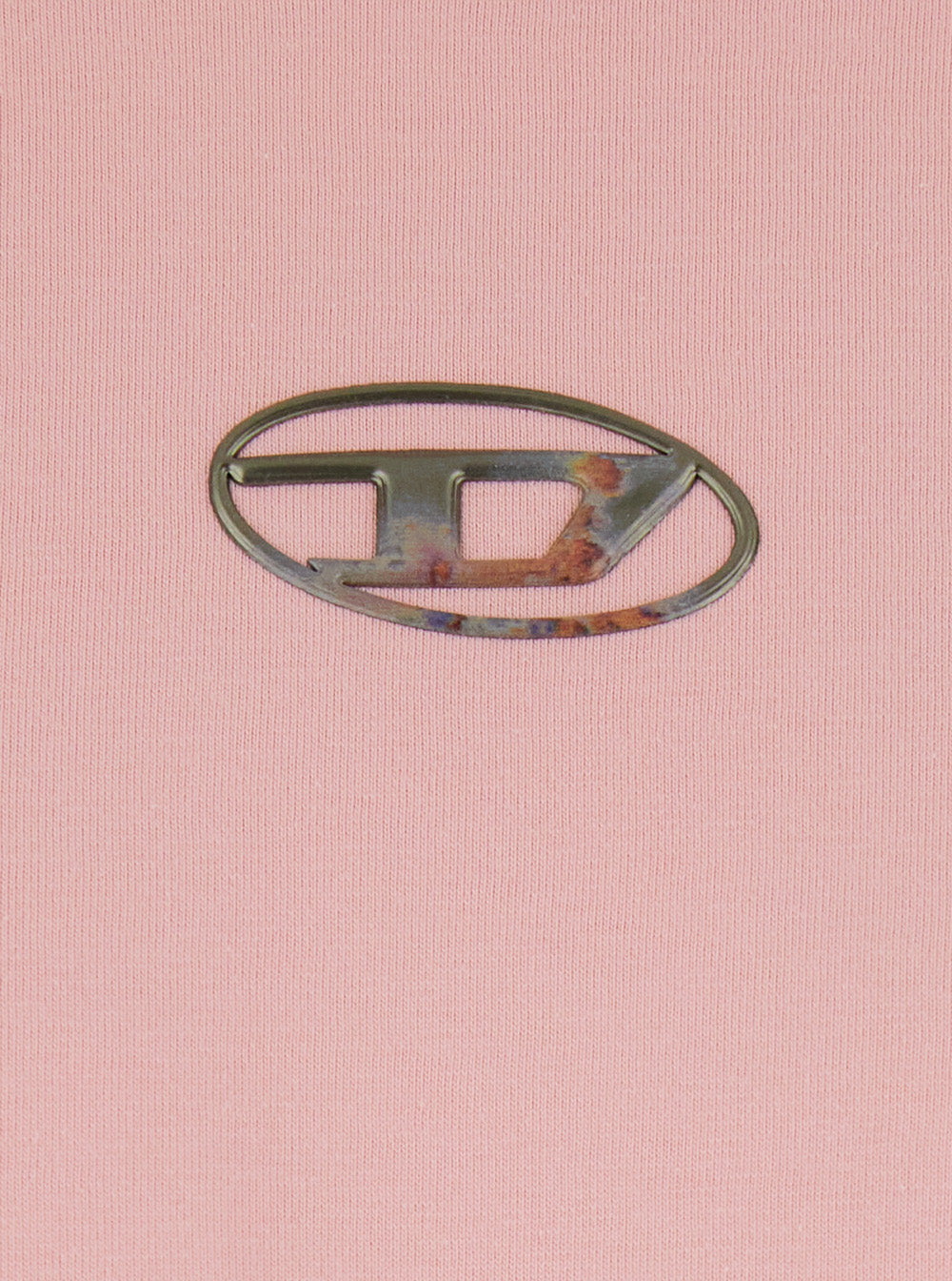 Rust Pink Crewneck T-Shirt With Logo Detail Cotton Man Tshirts And Polo Shirts