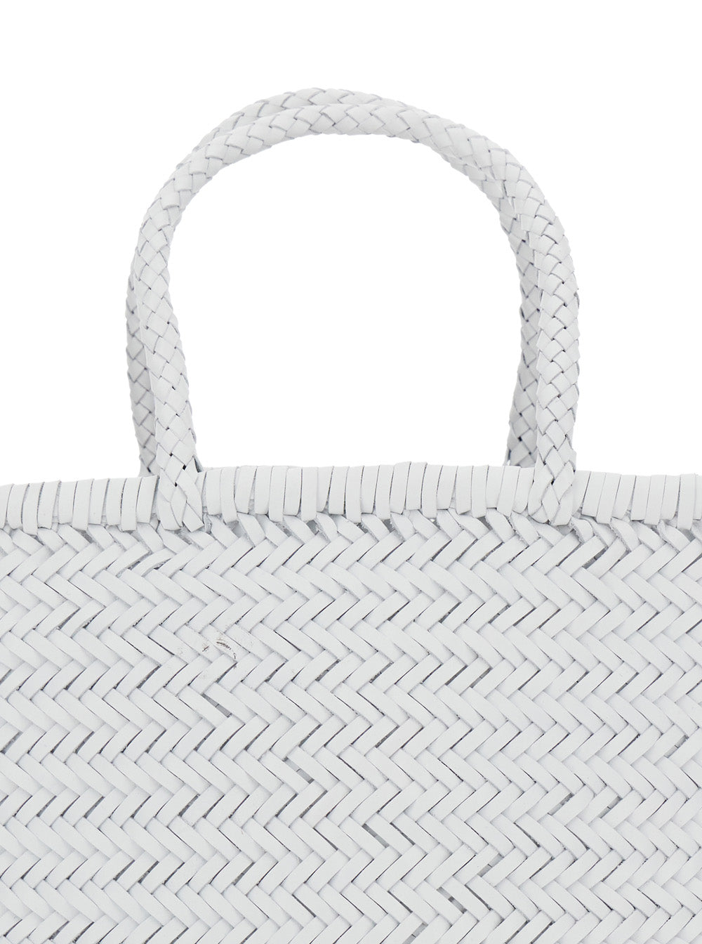 Triple Jump White Tote Bag Woven Leather Woman Buff