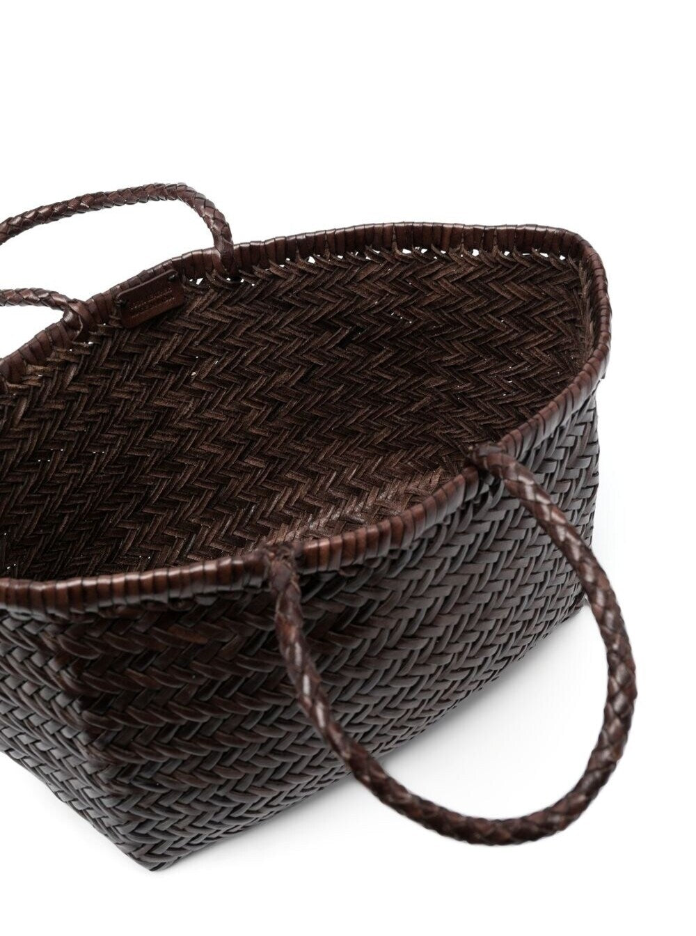 Triple Jump Brown Small Tote Bag Braided Leather Woman Buff Hand