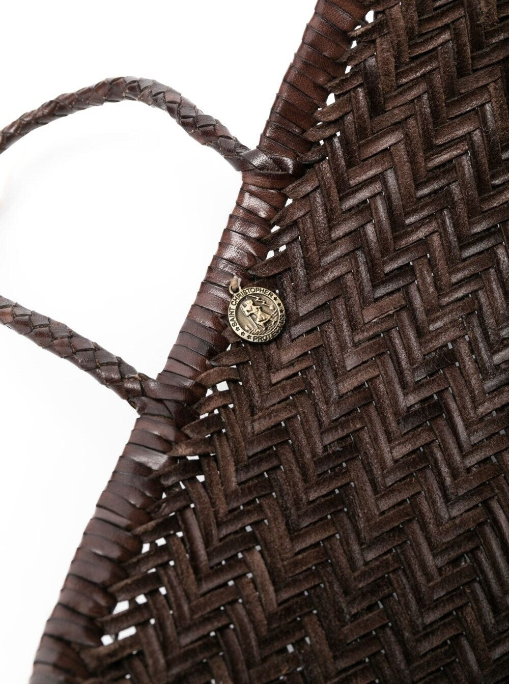 Triple Jump Brown Small Tote Bag Braided Leather Woman Buff Hand