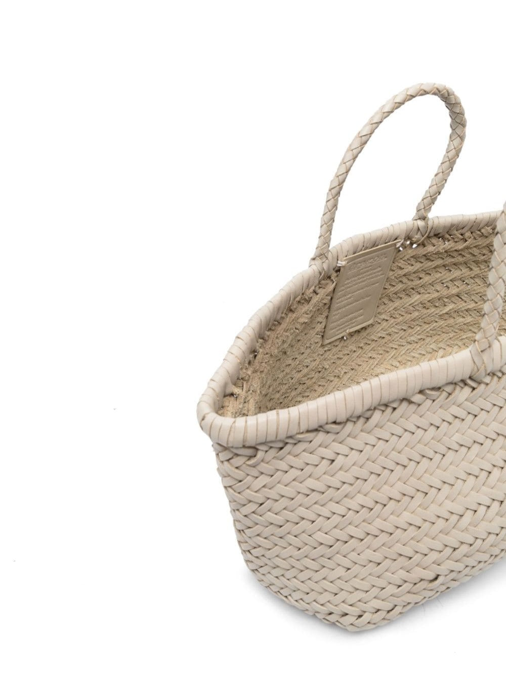 Triple Jump White Small Tote Bag Braided Leather Woman Buff Hand