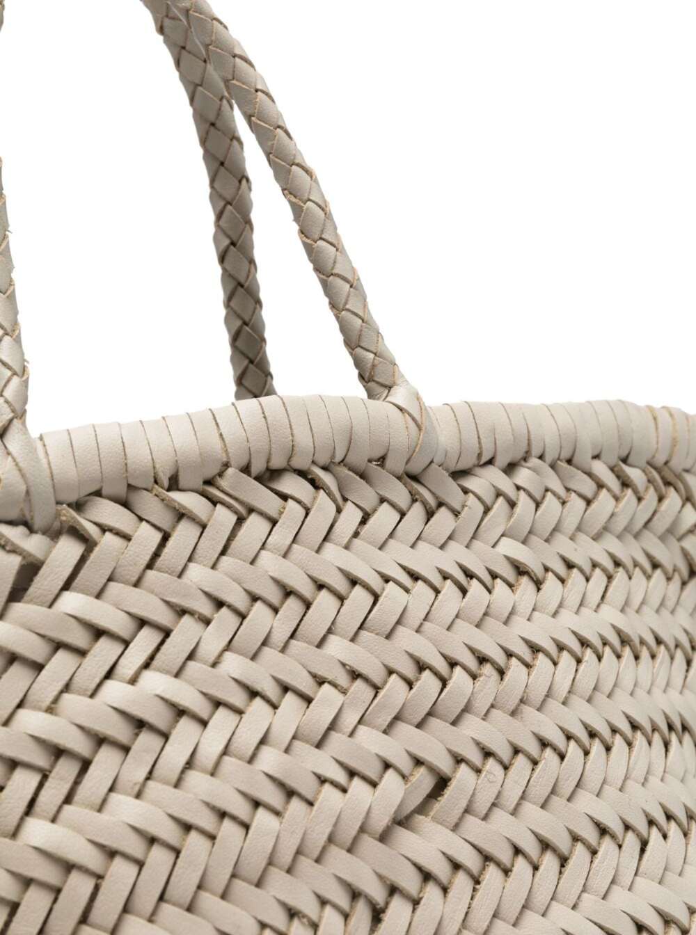 Triple Jump White Small Tote Bag Braided Leather Woman Buff Hand