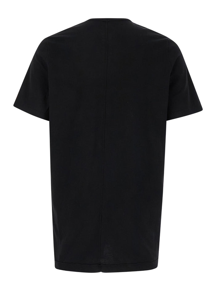 Black Crewneck T-Shirt With Logo Print On The Front Cotton Man Tshirts And Polo Shirts
