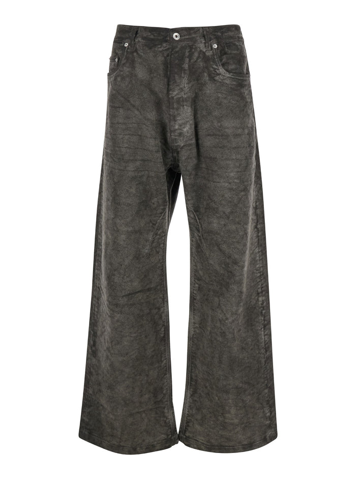 Geth Grey Jeans With Wide Leg And Washed Effect Denim Man Cotton