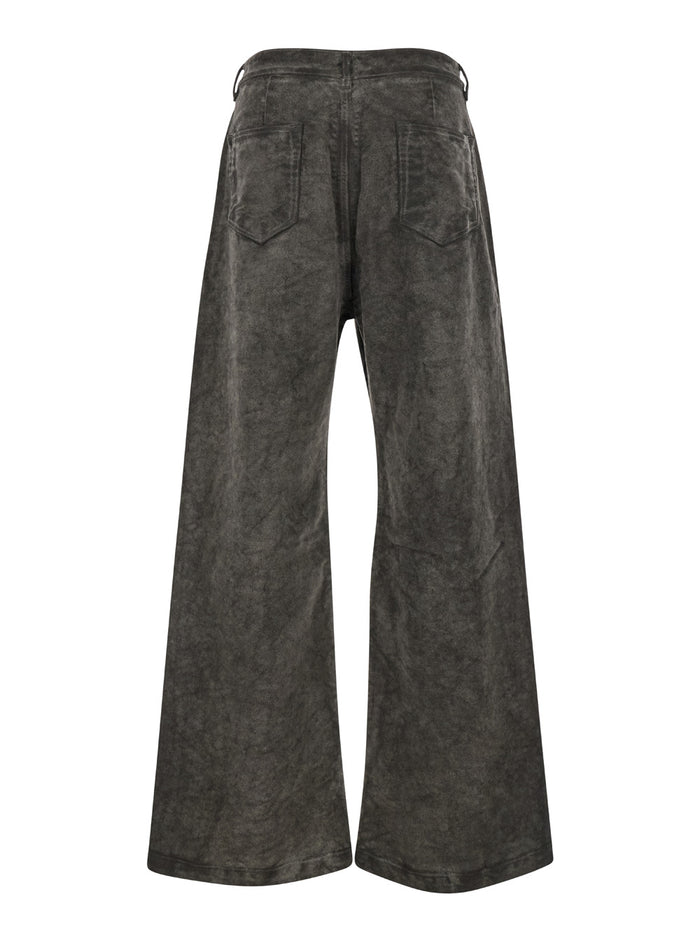 Geth Grey Jeans With Wide Leg And Washed Effect Denim Man Cotton