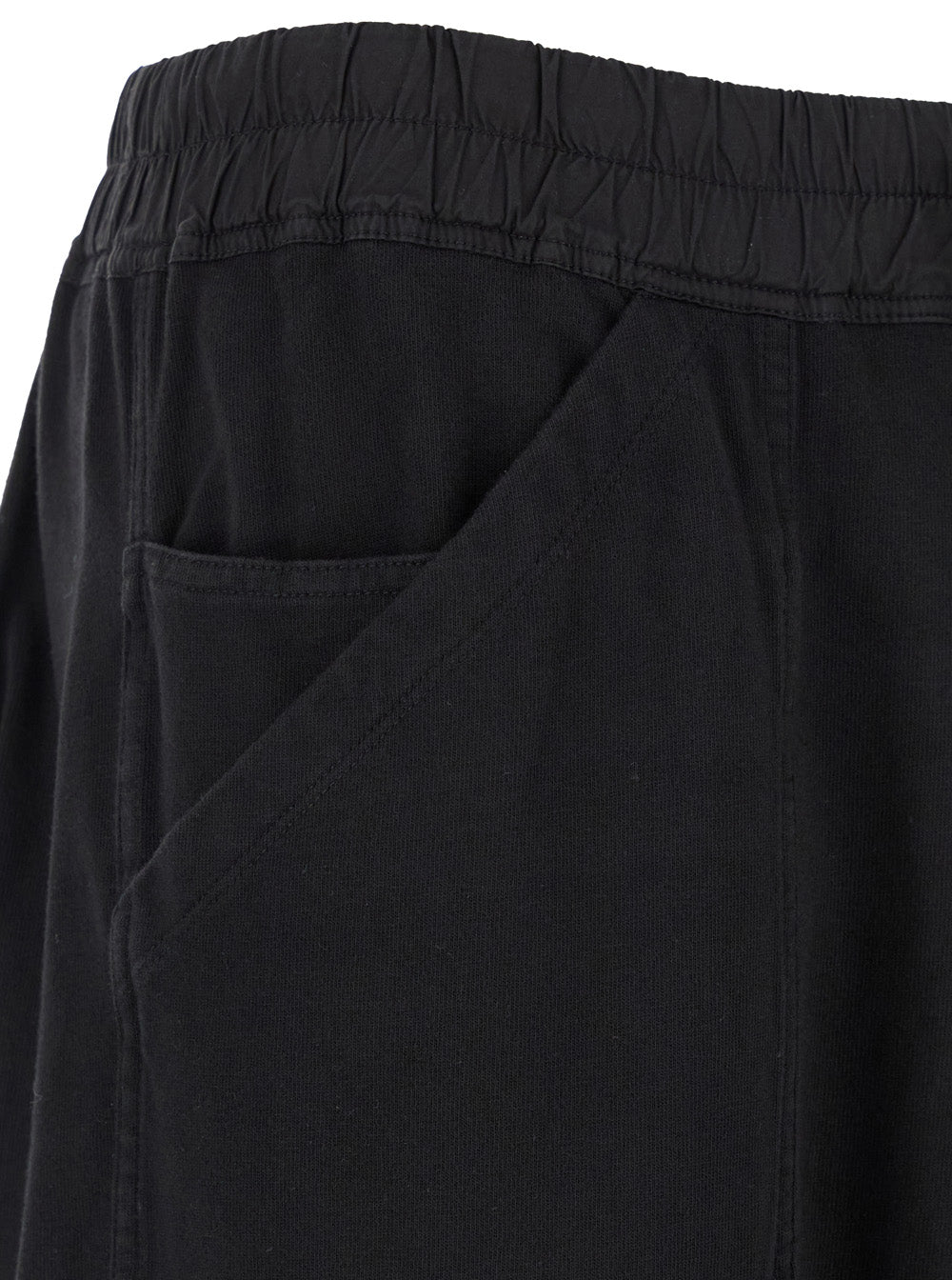 Black Cargo Pants With Elastic Waist Drawstrings And Drop Crotch Cotton Man Trousers