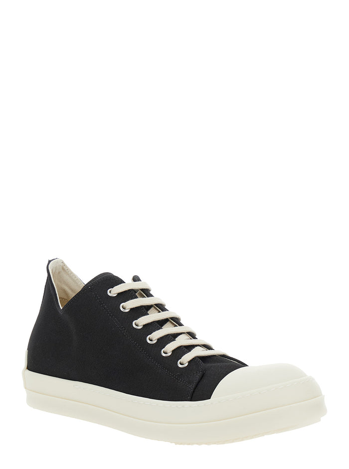 Black And White Low Top Sneakers With Logo Detail On The Heel Tab Cotton Man