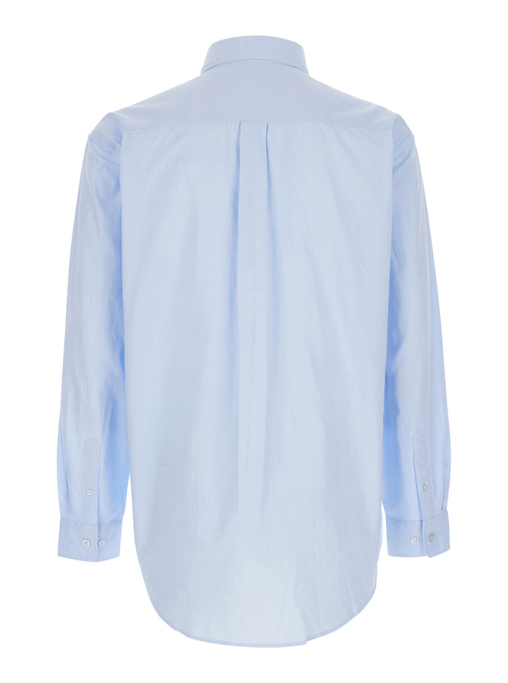 La Chemise Oxford Light Blue Shirt With Pointed Collar And Logo Print On The Front Cotton Man Blouses