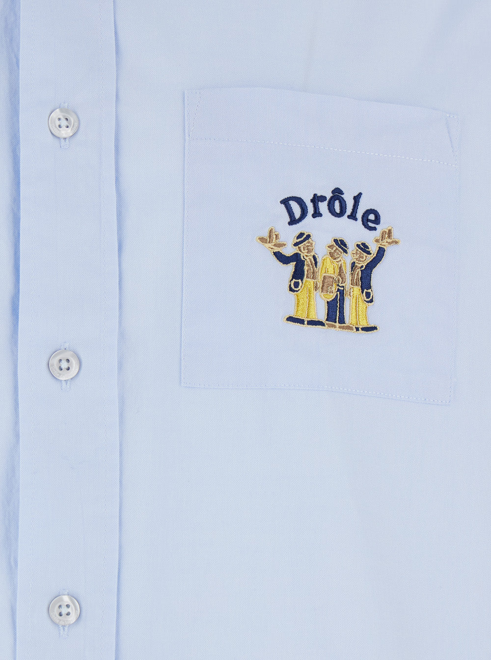 La Chemise Oxford Light Blue Shirt With Pointed Collar And Logo Print On The Front Cotton Man Blouses