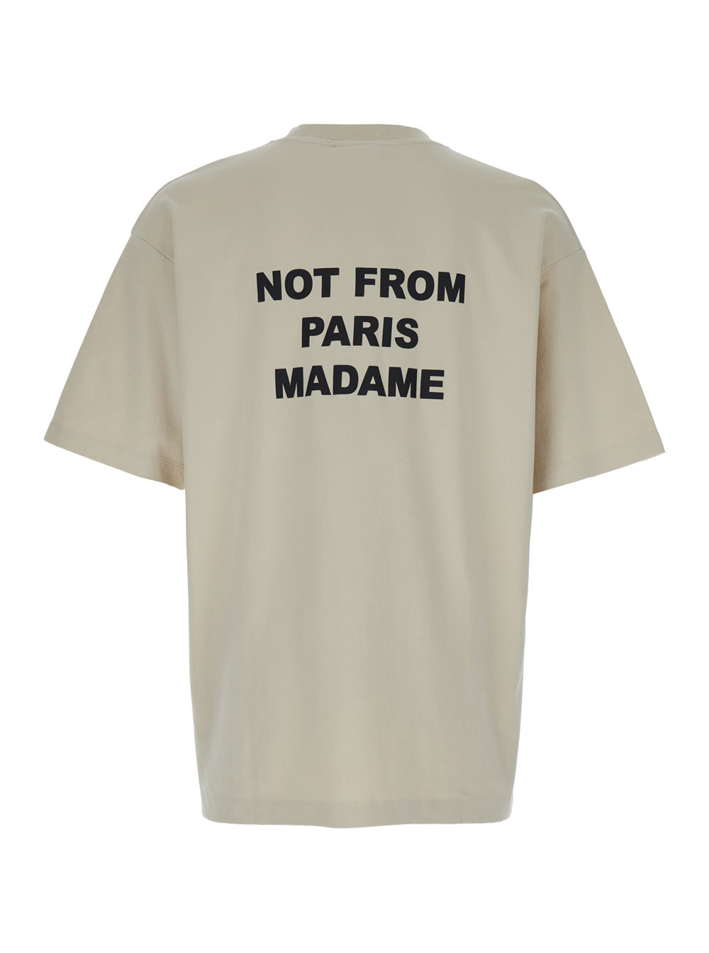 Beige Crewneck T-Shirt With Slogan Print On The Front And Back Cotton Man Tshirts Polo Shirts