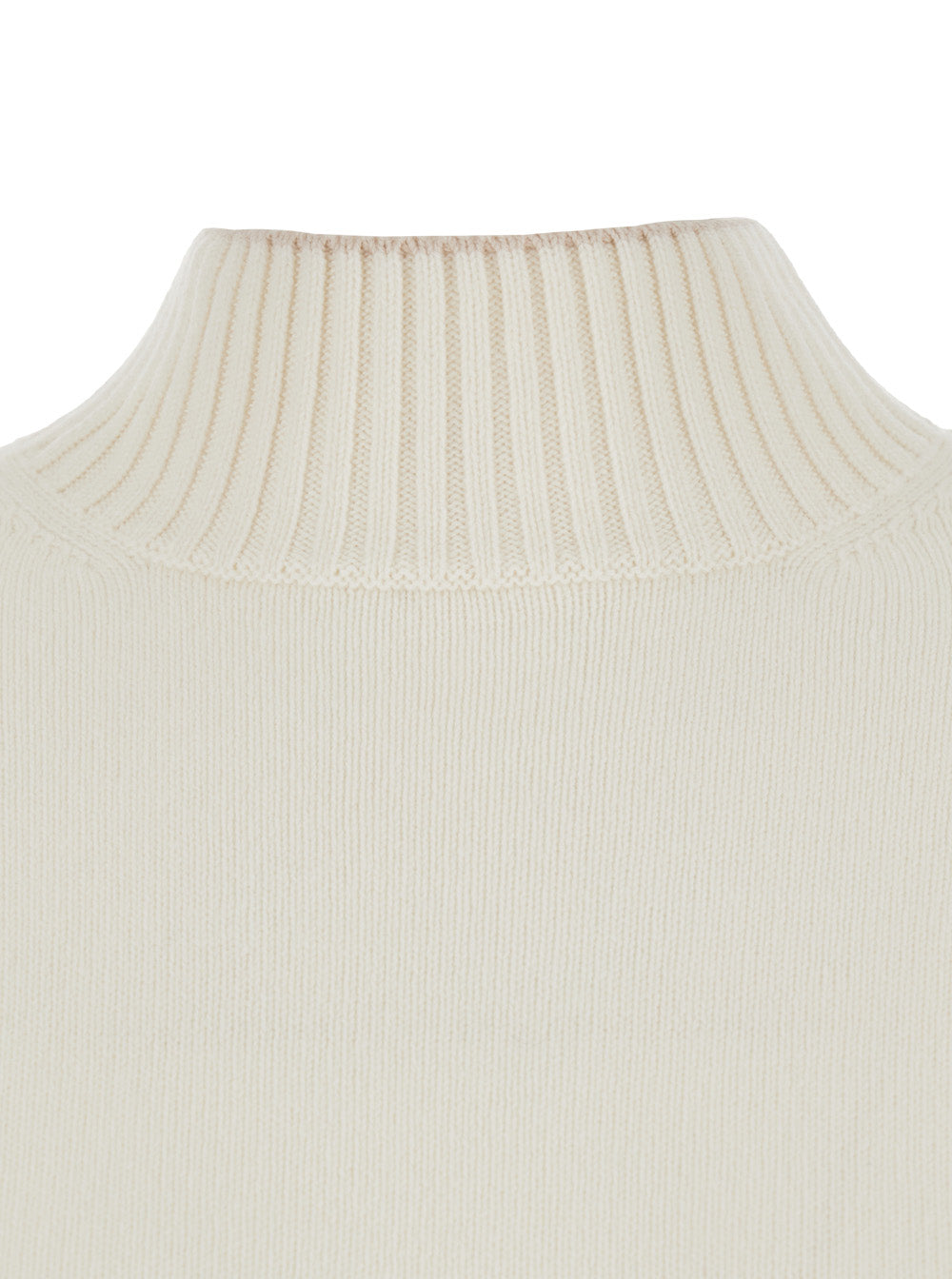 White Sweater With High Neck And Dropped Shoulders Cashmere Woman Jersey