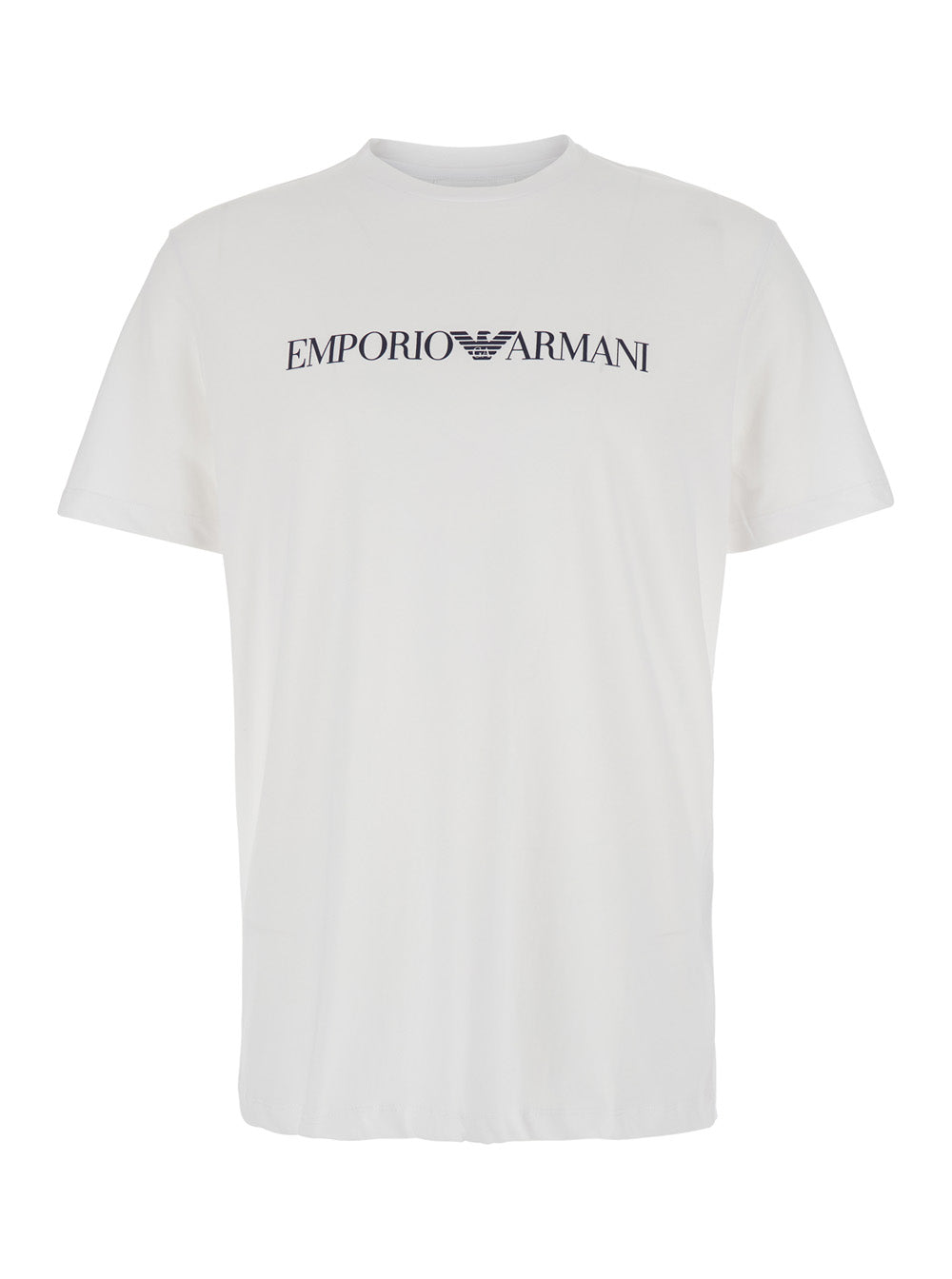 White And Black Crewneck T-Shirt With Writing Cotton Tshirts Polo Shirts