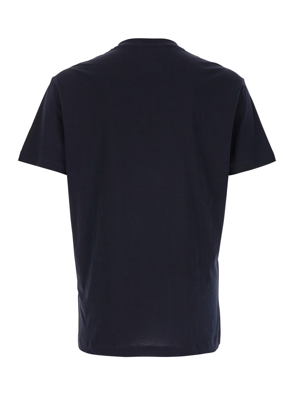 Blue T-Shirt With Contrasting Logo Lettering Print Cotton Man Blu Tshirts And Polo Shirts