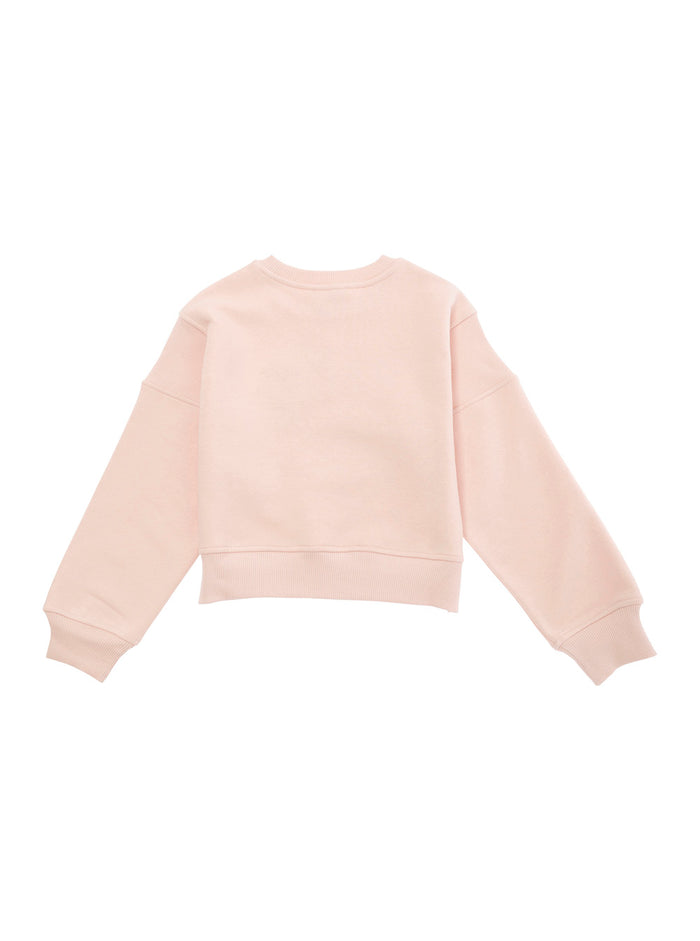 Pink Sweatshirt With Jacquard Crest Cotton Girl Polyester Sweatshirts