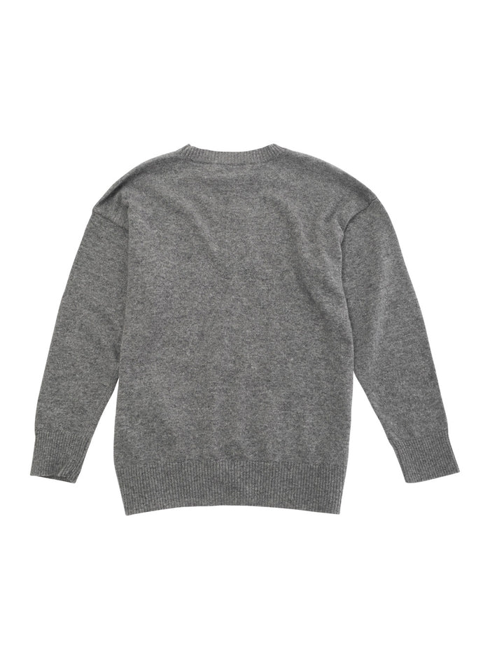 Grey Sweater With Logo Crest Wool And Cashmere Blend Boy Viscose Jersey