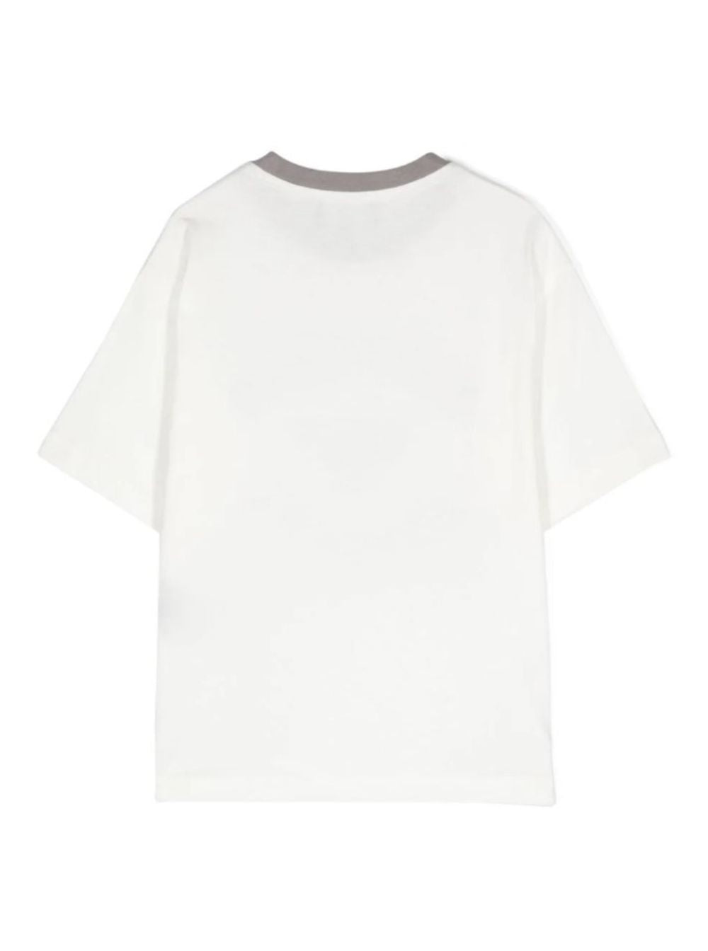 White Crewneck T-Shirt With Maxi Logo Print On The Front Cotton Boy Tshirts And Polo Shirts