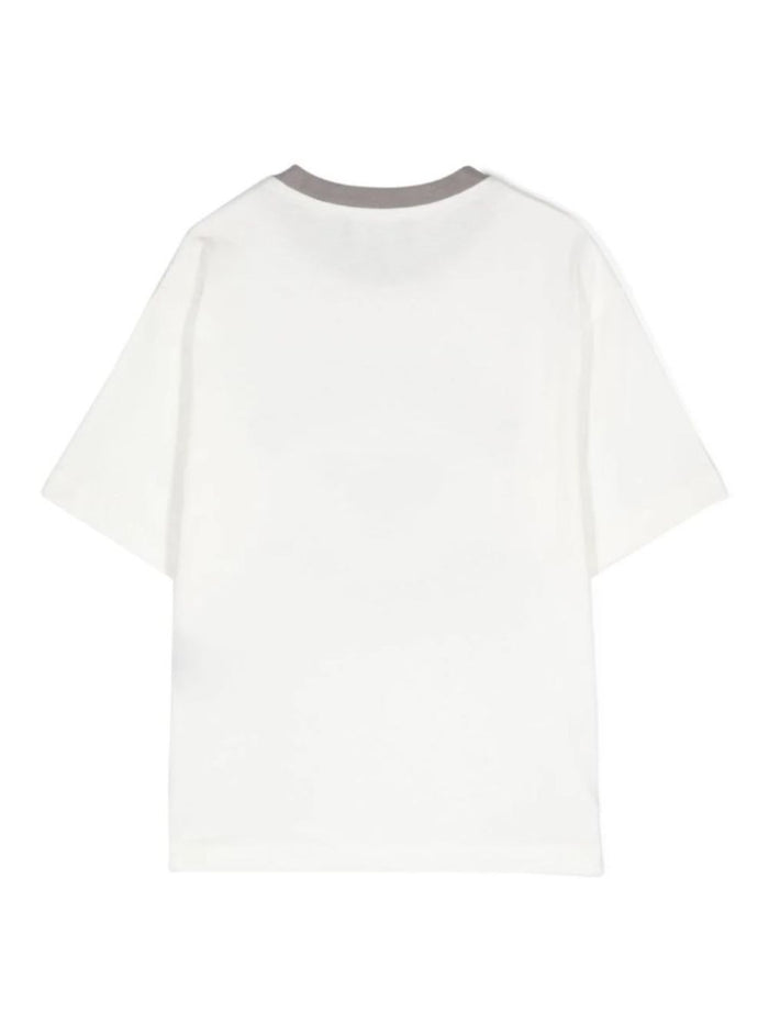White Crewneck T-Shirt With Maxi Logo Print On The Front Cotton Boy Tshirts And Polo Shirts