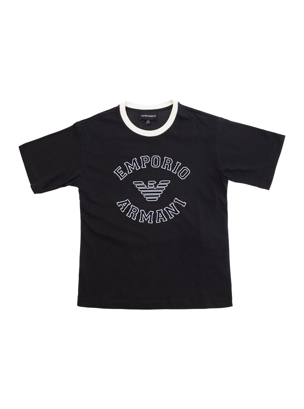 Black T-Shirt With Contrasting Logo Lettering Print Cotton Boy Blu Tshirts And Polo Shirts