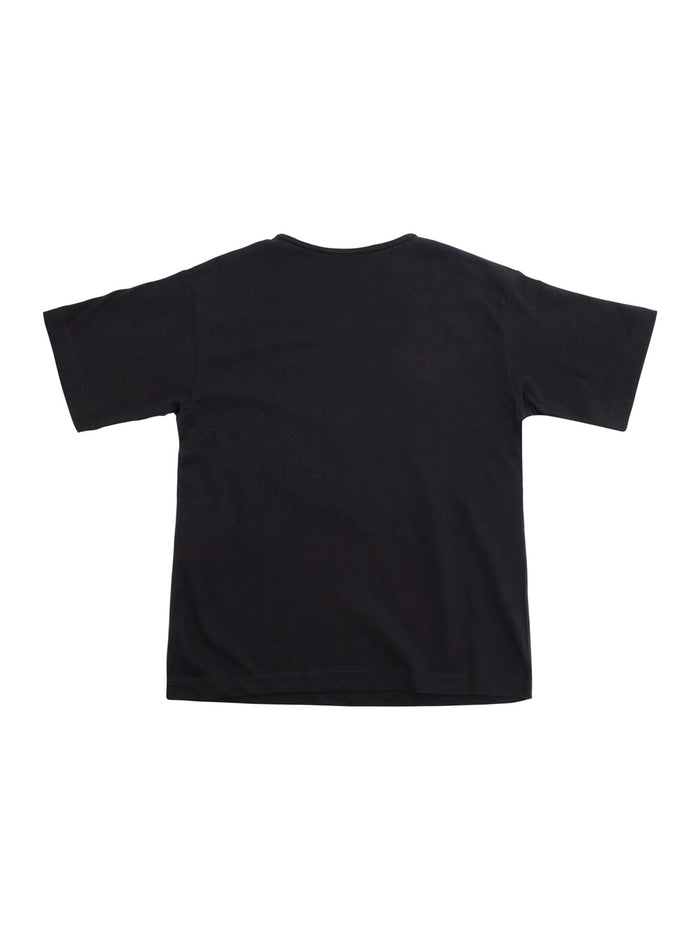 Black T-Shirt With Contrasting Logo Lettering Print Cotton Boy Blu Tshirts And Polo Shirts