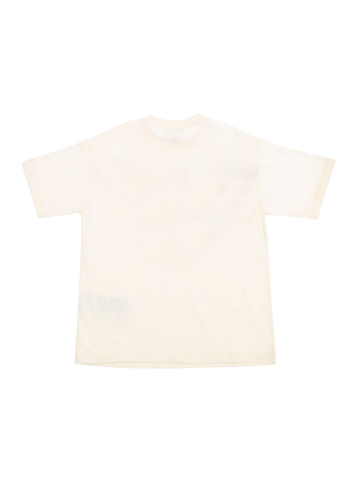 White T-Shirt With Faded Logo Print Cotton Boy Tshirts And Polo Shirts