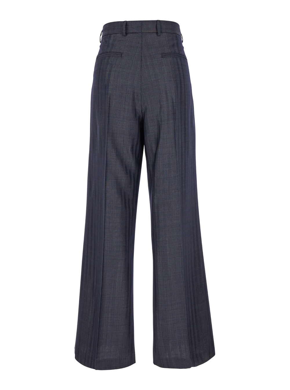 Grey Wide Pants with Concealed Closure in Wool Blend Woman Viscose Trousers