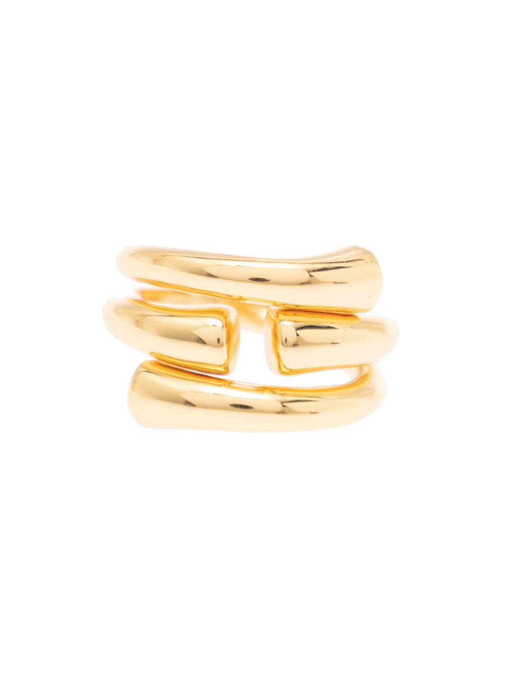 New Tube Gold-Colored Ring 18k Gold-Plated Bronze Woman Metallic Gold Plated Rings