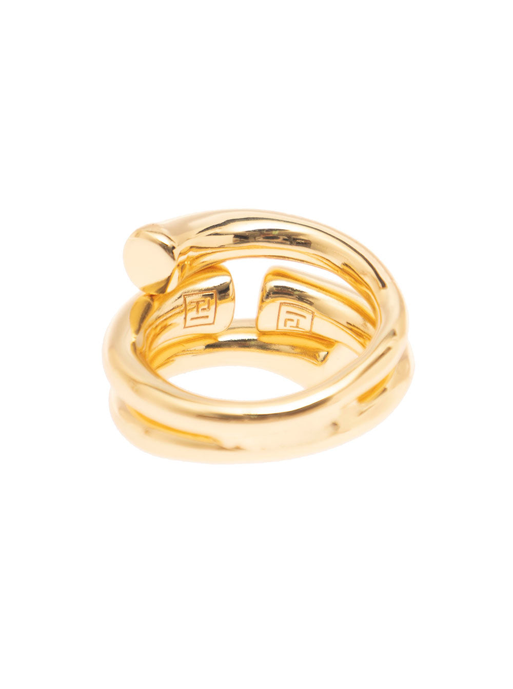 New Tube Gold-Colored Ring 18k Gold-Plated Bronze Woman Metallic Gold Plated Rings