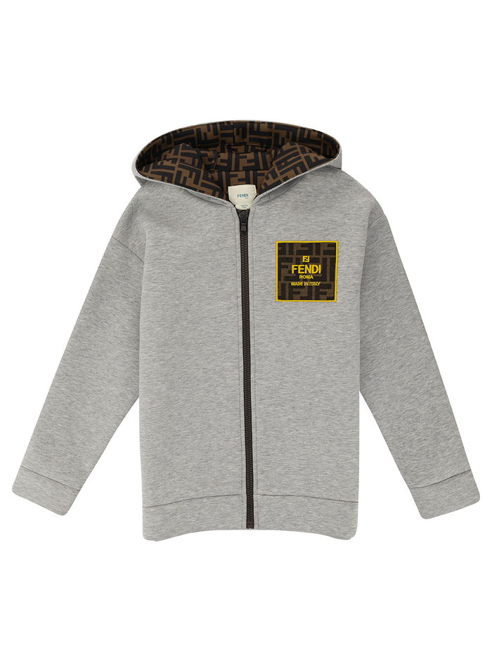 Grey Hoodie With Logo Detail Fabric Boy Polyester Sweatshirts