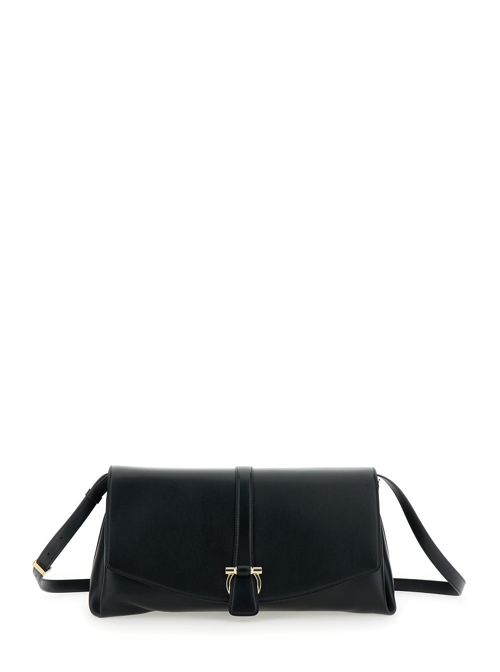Black Crossbody Bag With Gancini Buckle Detail Leather Woman