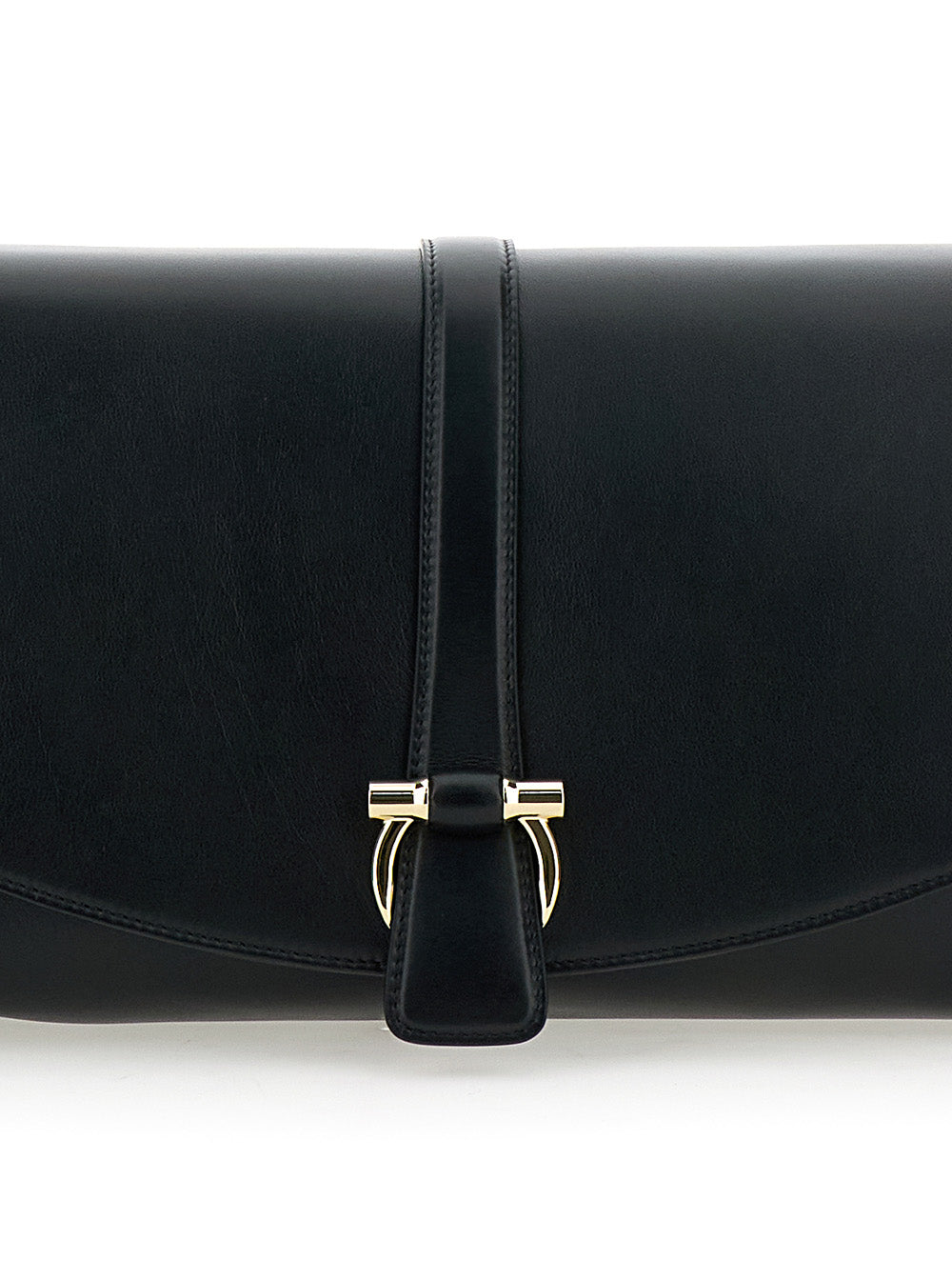 Black Crossbody Bag With Gancini Buckle Detail Leather Woman