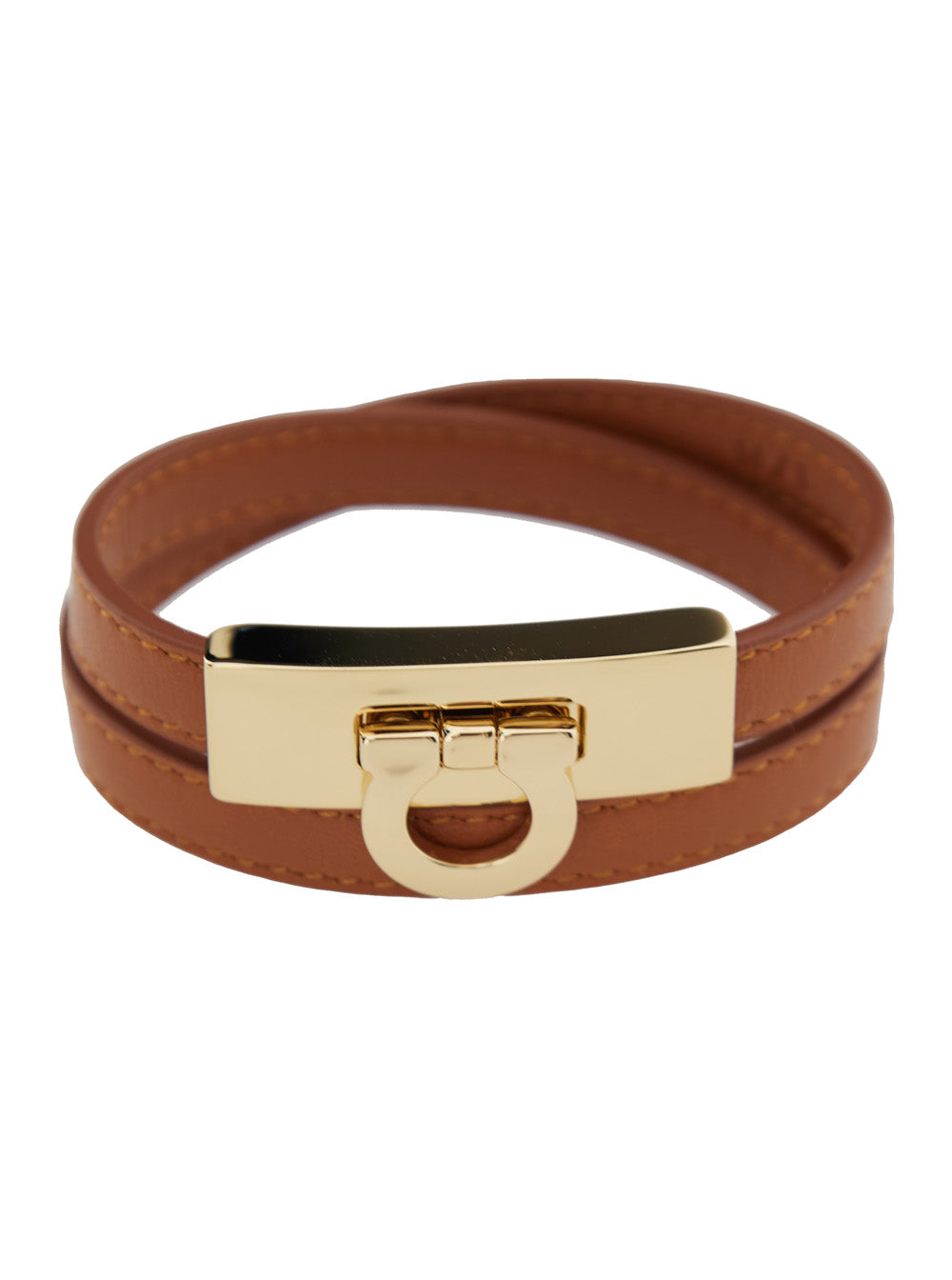 Gancini Brown Double Twist Bracelet Leather Woman