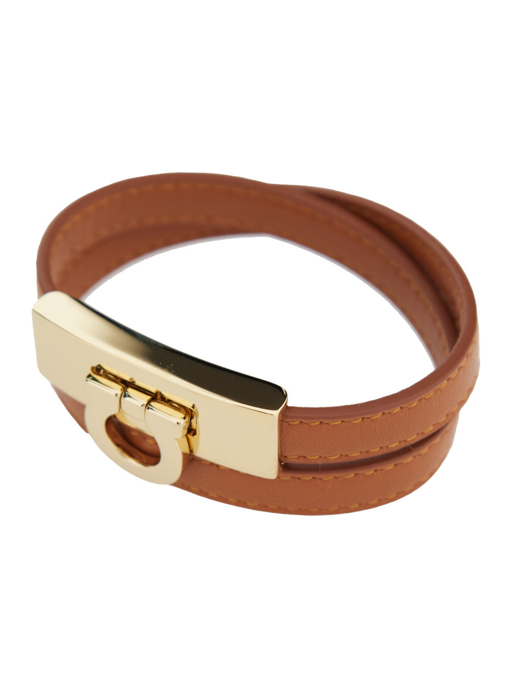 Gancini Brown Double Twist Bracelet Leather Woman