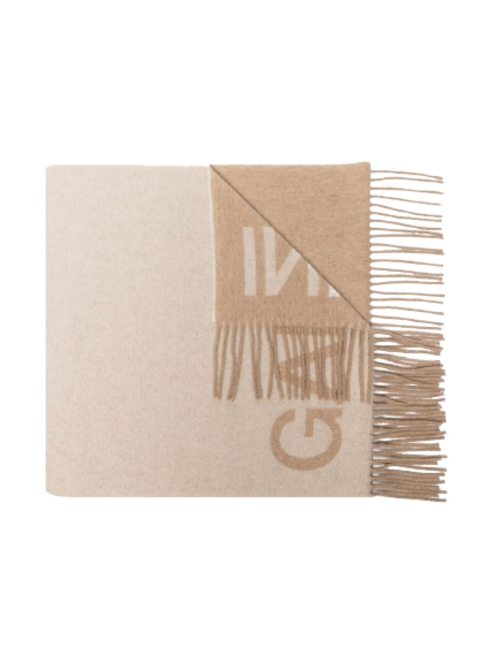 Beige Wool Scarf With Logo Recycled Scarfs And Foulards