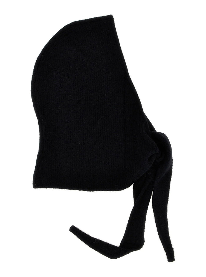 Black Balaklava Soft Wool Woman Hats And Gloves