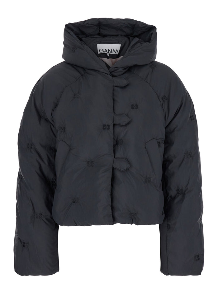 Nylon Tech Puffer Short Jacket Black Recycled Blazers