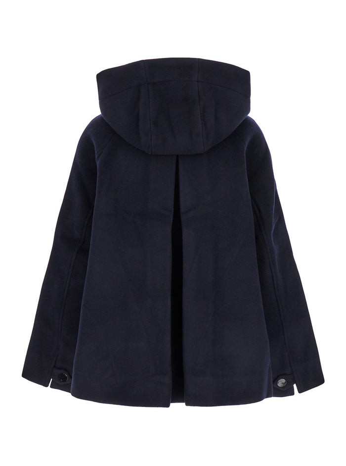 Boiled Wool Midi Jacket Blu Blazers