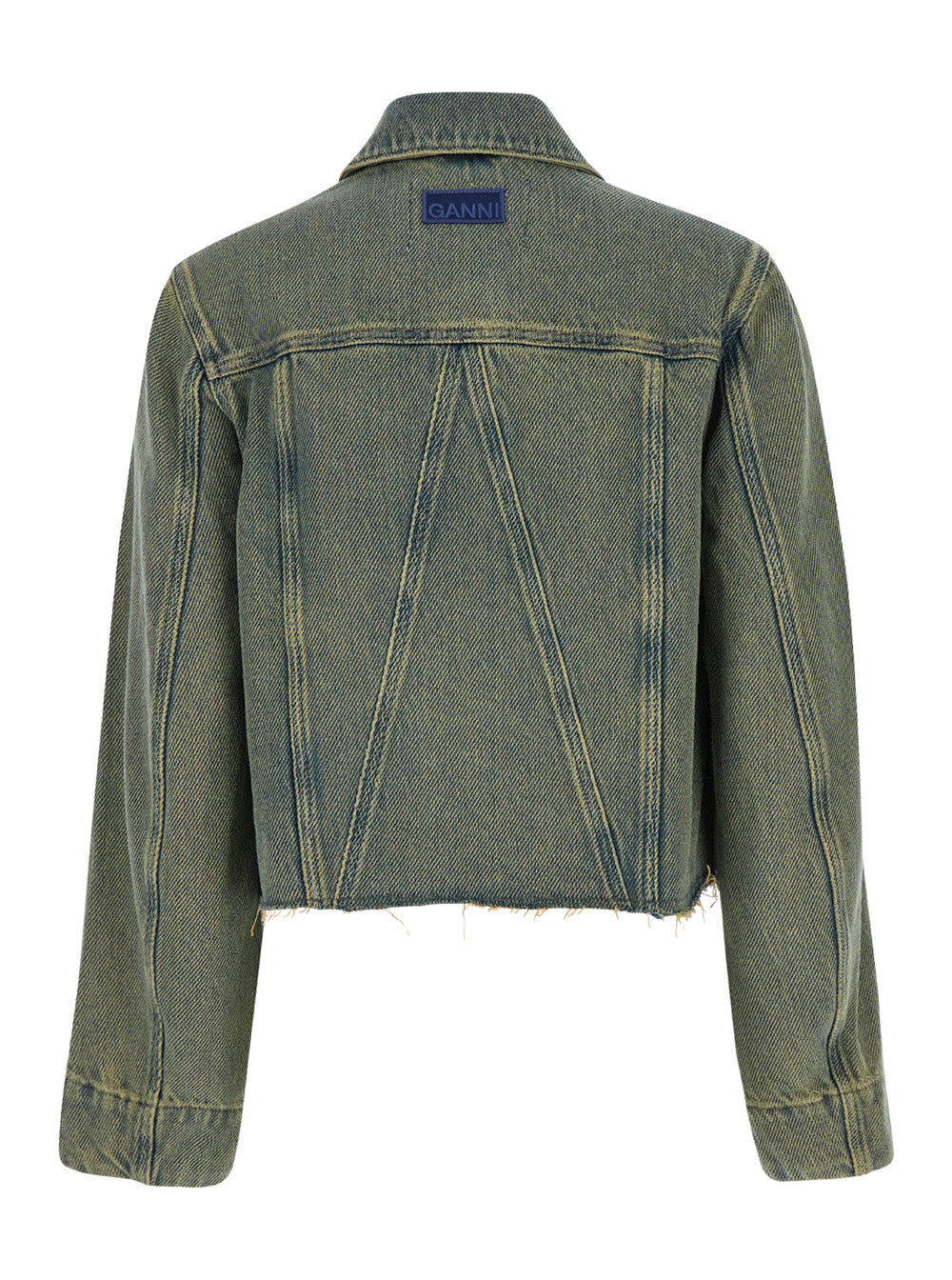 Green Cropped Jacket With Branded Buttons Denim Woman Blazers