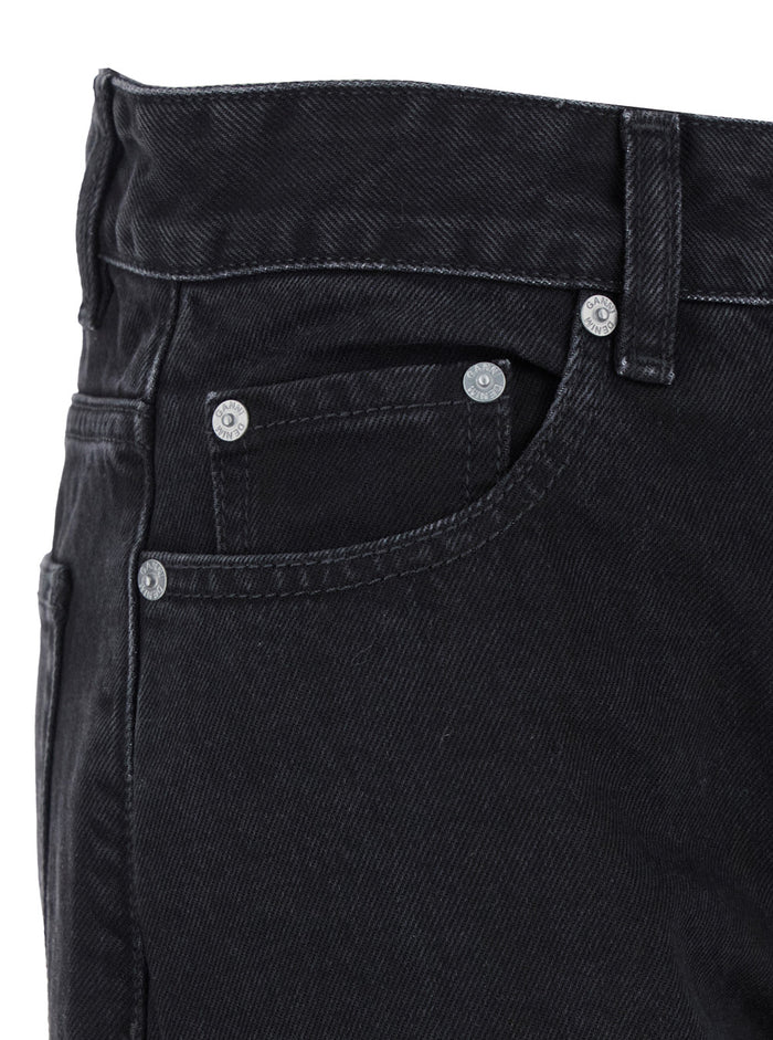 Black Pants With High Waist And Logo Patch On The Rear Cotton Woman Organic Jean