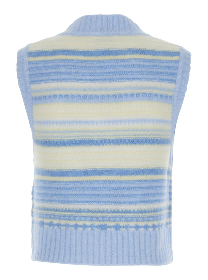 Multicolor Knit Vest With Stripe Motif Wool Woman Polyamid Jersey