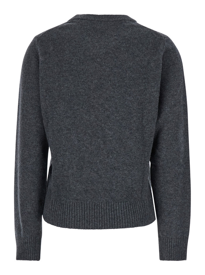 Tiger Grey Crewneck Sweater With Maxi Print On The Front Wool Blend Woman Jersey