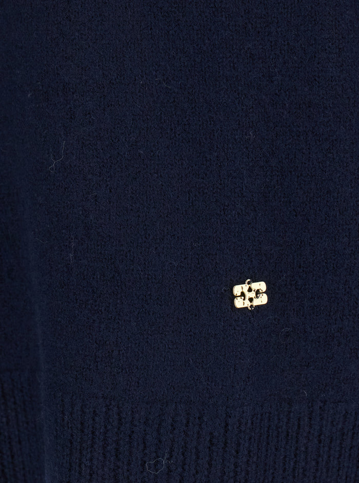 Boiled Wool O-Neck Blu Jersey