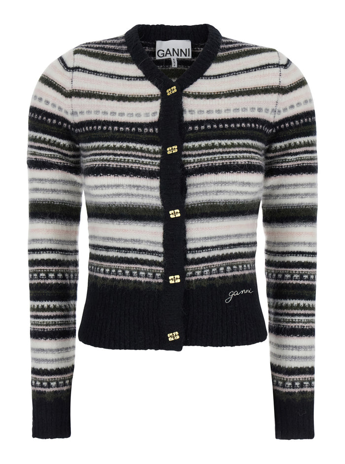 Soft Wool Stripe Cardigan Jersey