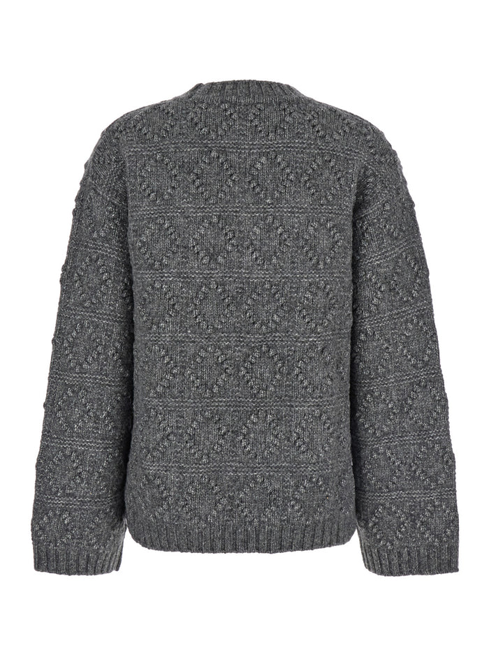 Bubble Grey Crewneck Sweater Wool Blend Woman Cotton Jersey